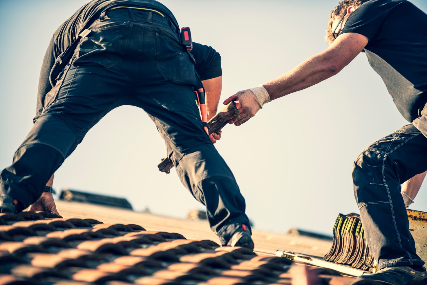 Roofer at work